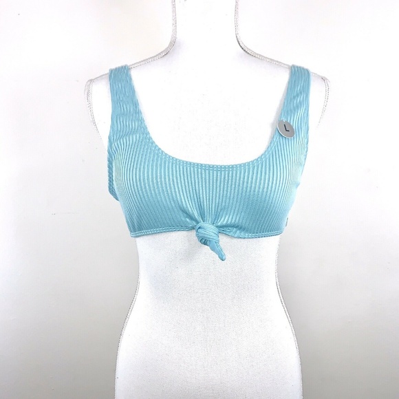 FOREVER21 BLUE KNOT FRONT TIED BIKINI SWIM OR FESTIVAL TOP - Picture 4 of 8